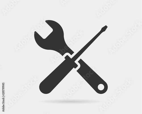 Tools vector wrench icon. Spanner logo design element. Key tool isolated on white background.