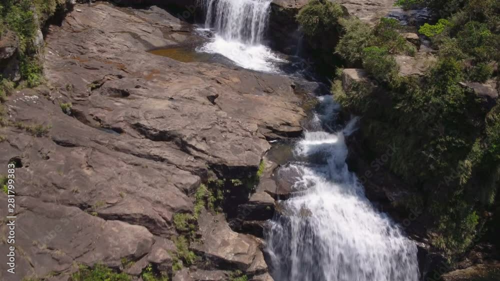 Aerial view of waterfall on river, Iriomote Island, Okinawa Prefecture