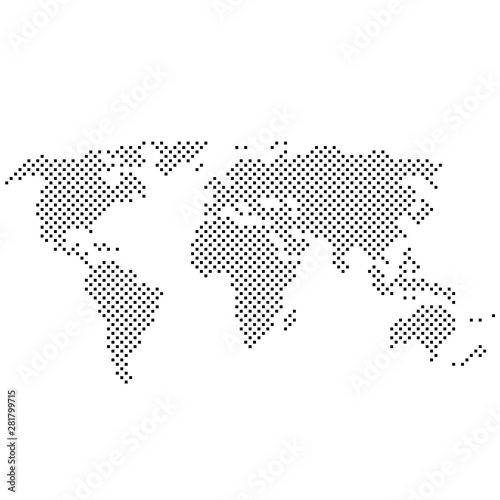 simple abstract pixelated black and white world map icon vector illustration