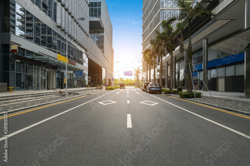 empty highway with cityscape and skyline of shenzhen,China.