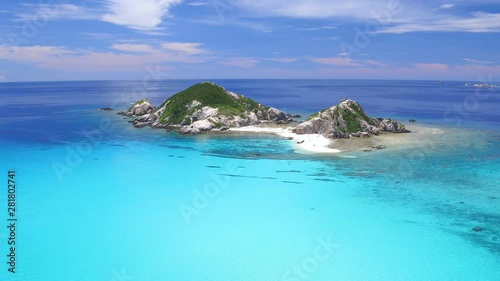 Drone view of Tokashiki Island in summer photo