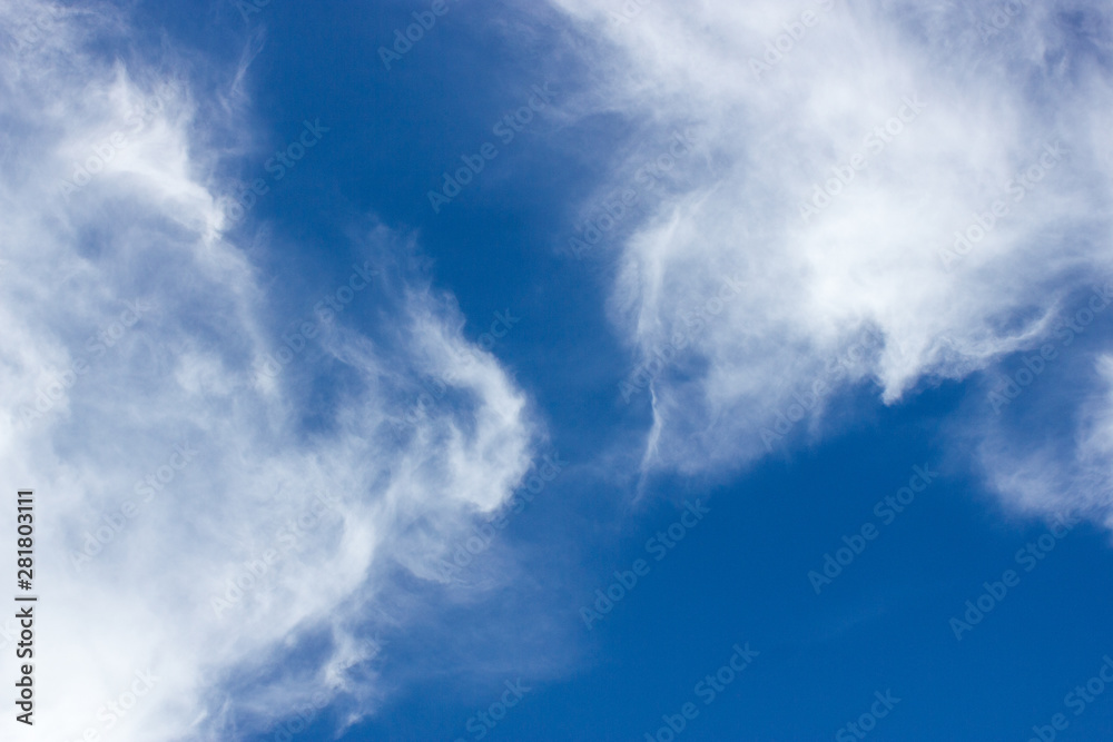 White cloudy with blue sky background
