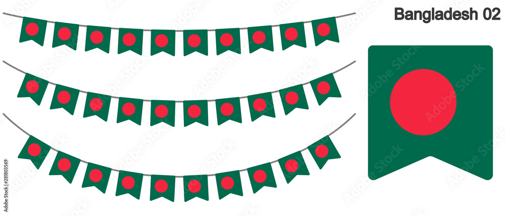 Fototapeta premium バングラデシュの国旗のガーラーンド ベクターデータ（bunting garland）