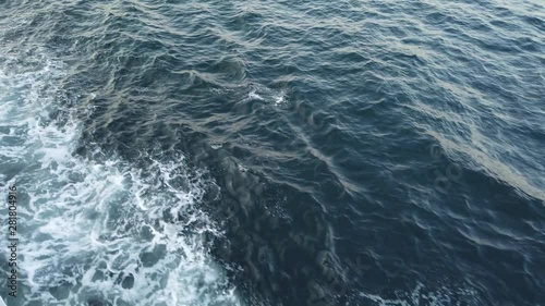 Yalova, Turkey - July 2019: White waves caused by the ship on a summer afternoon