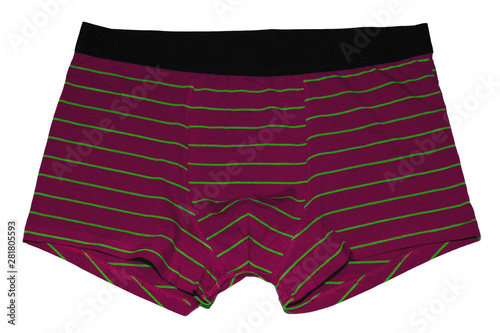 Men's underwear. Boxer briefs isolated on white background. Men's briefs with stripes.