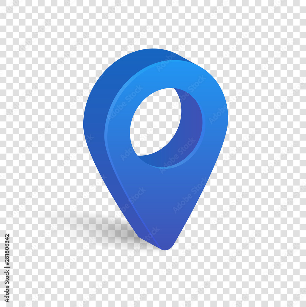 Blue 3d pointer of map isolated on transparent background Blue 3d pointer of map isolated on transparent background