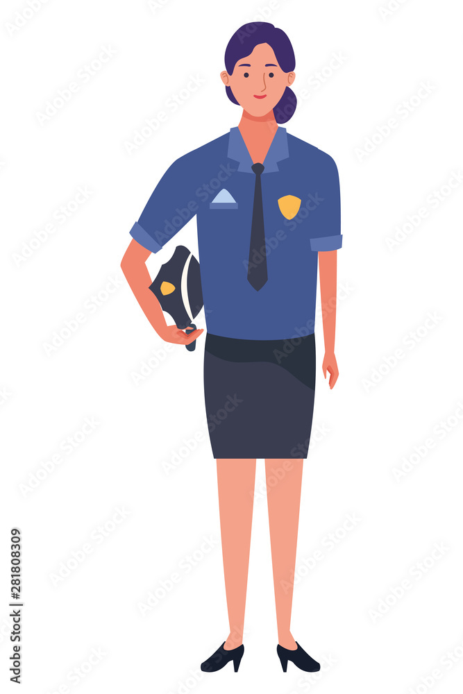 woman police officer with hat worker cartoon woman police officer with hat worker cartoon