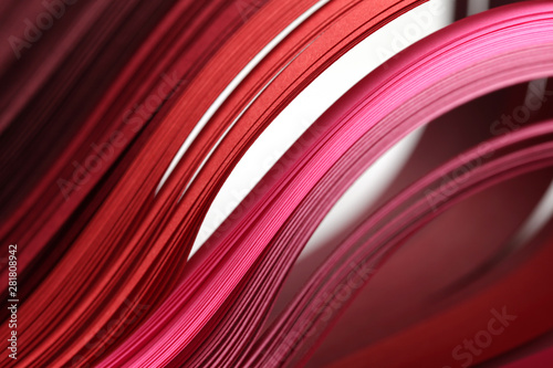 Abstract color wave curl red and pink strip paper background