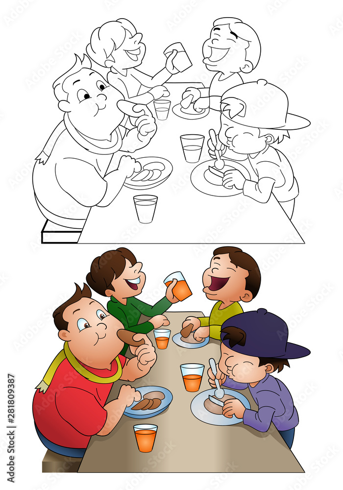 boys traveling group eating together while resting on isolated white boys traveling group eating together while resting on isolated white
