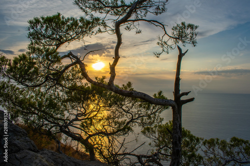 Landscape with views of the sea at sunset photo