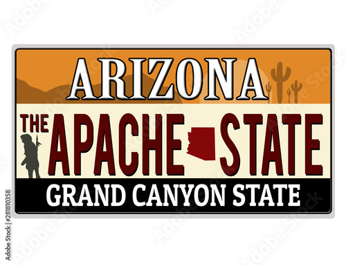 An imitation Arizona license plate