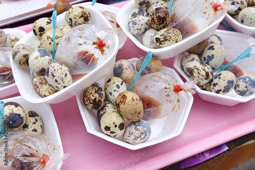 Quail eggs at street food