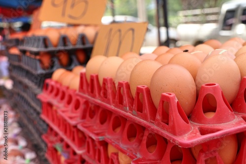 Hen egg in the market