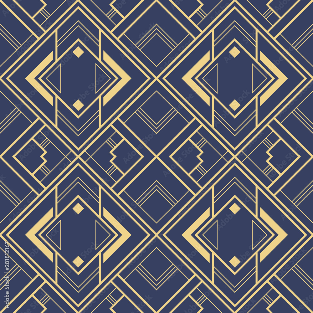 Abstract art deco blue geometric tiles pattern. Abstract art deco blue geometric tiles pattern.