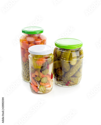 The pickled vegetables in jars