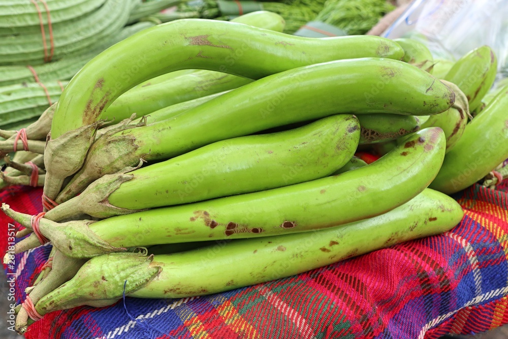 Long eggplant at the market