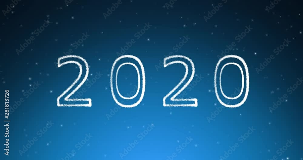 Happy new year 2020 message in the sky with flicker and flash lights. Happy new year 2020 message in the sky with flicker and flash lights.