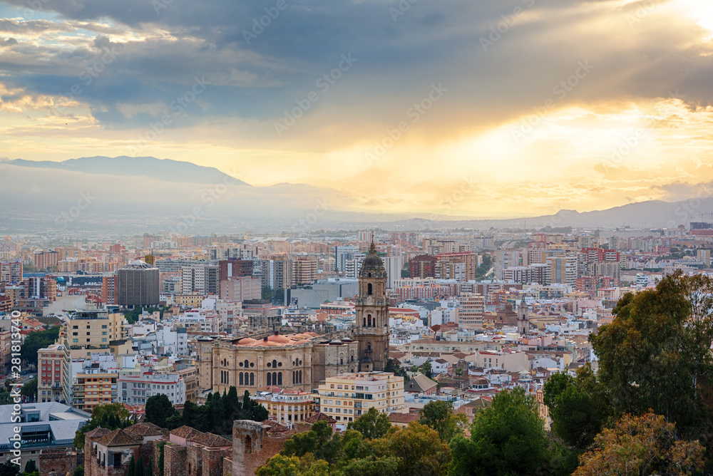 Panoramic view of Malaga, Spain
