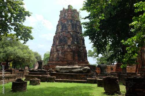 Ayutthaya, Pagoda at Wat Mahathat,One of the famous temple in Ayutthaya,Temple in Ayutthaya Historical Park, Ayutthaya Province, Thailand.UNESCO world heritage