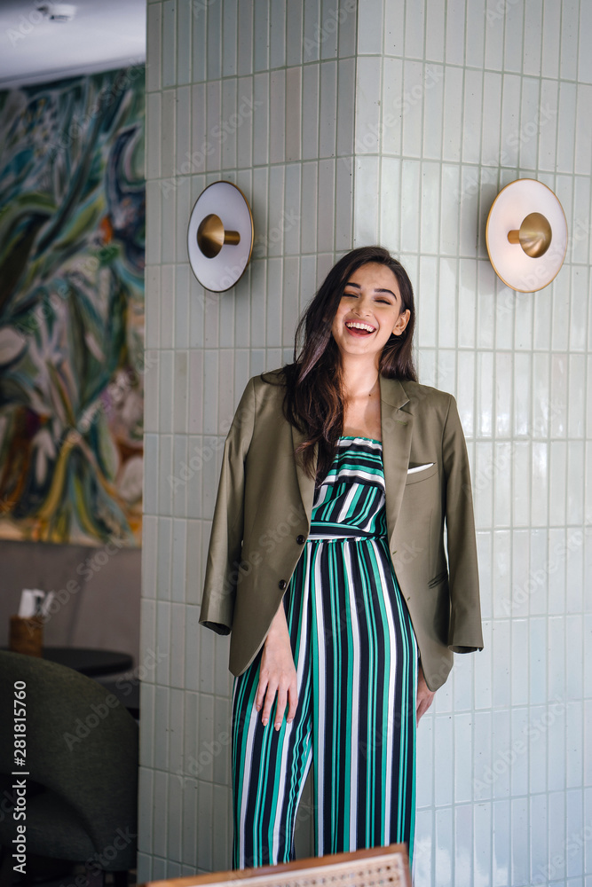 Striped jumpsuit with jacket outlet