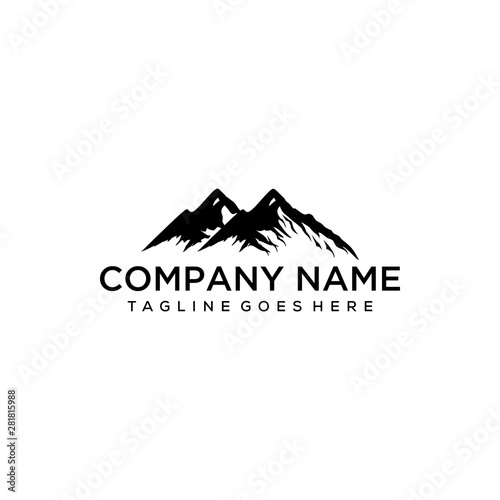 Illustration of a mountain that looks far shaped high above the sky looks beautiful with sturdy rocks logo design
