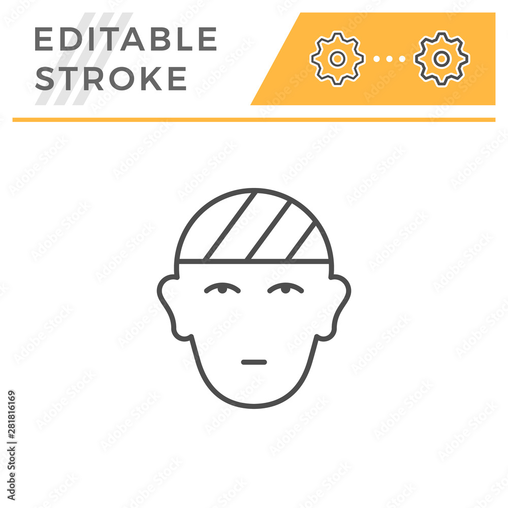 Head injury editable stroke line icon