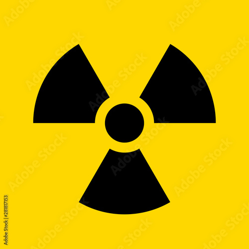 Radioactive warning yellow circle sign. Radioactivity warning vector symbol