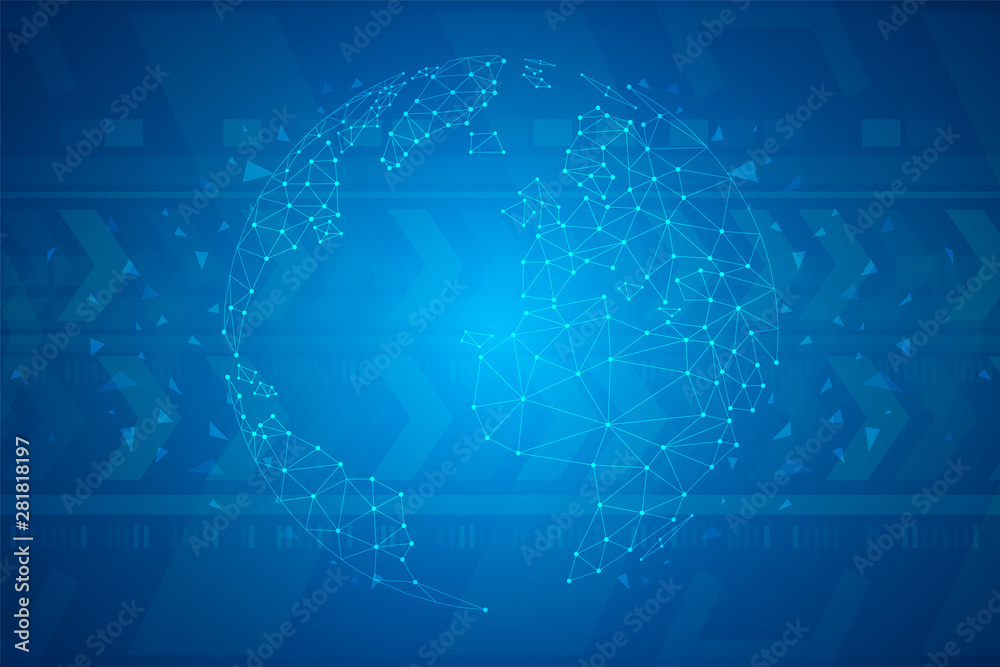 Global network connection concept, Abstract globe map technology Global network connection concept, Abstract globe map technology