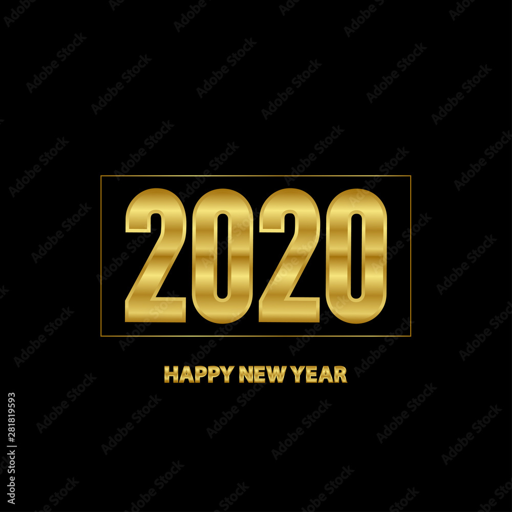 Happy new year 2020 design. Gold card on golden background. Happy new year card design. Typography design. Happy New Year Banner with 2020 Numbers. Vector Happy new year 2020 design. Gold card on golden background. Happy new year card design. Typography design. Happy New Year Banner with 2020 Numbers. Vector