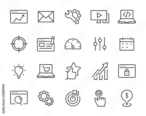 set of seo icons, business, search, marketing, help, analytics