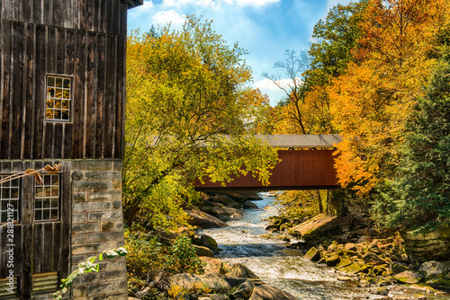 Covered Bridge on a beautiful Autumn day