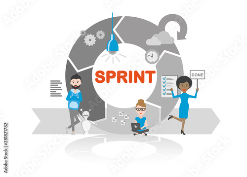 Agile team in a sprint meeting process