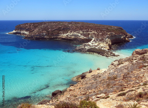 Lampedusa island in Italy and the Island called Isola dei Conigl