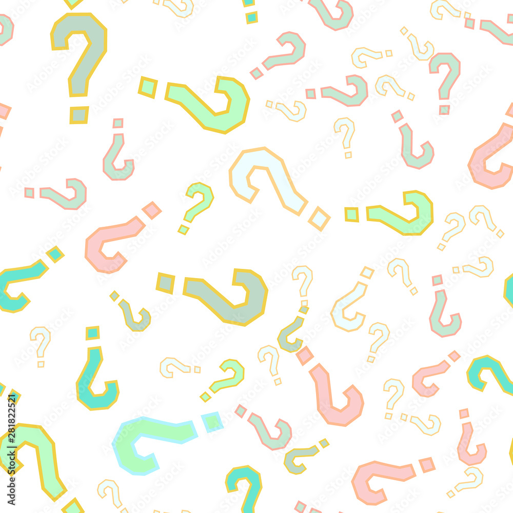 Quiz seamless pattern. Question marks, doubt, faq Quiz seamless pattern. Question marks, doubt, faq