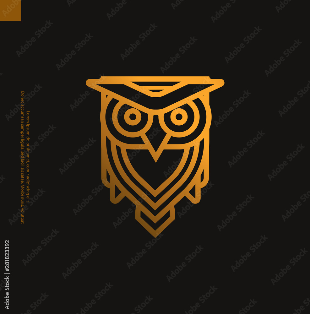 golden owl monoline logo vector golden owl monoline logo vector