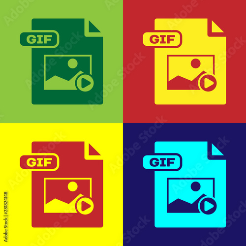 Color GIF file document. Download gif button icon isolated on color background. GIF file symbol. Vector Illustration
