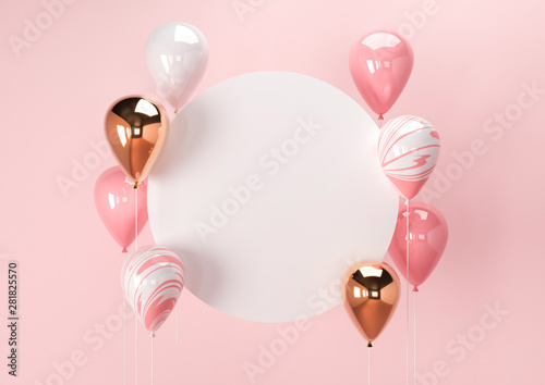 Foto Set of colorful balloons with empty space for text