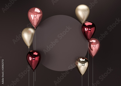 Foto Set of colorful balloons with empty space for text