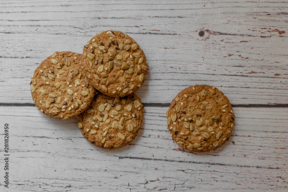 oatmeal cookies lay on the table