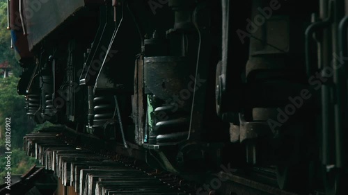 Wallpaper Mural CLOSE UP Of Train Bogie Moving Past On Railway Sleepers. Locked Off Torontodigital.ca