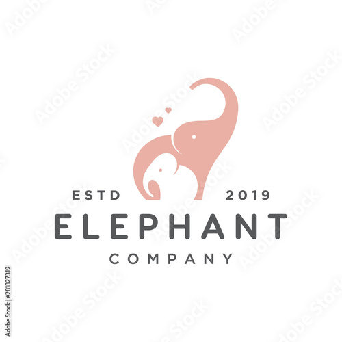 cute elephant family vector for baby shop logo design