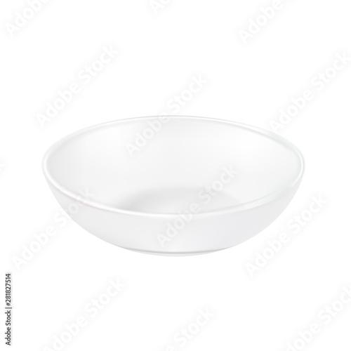 White plate, saucer for food on a white background. Vector