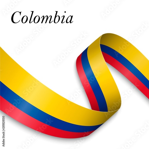 Waving ribbon or banner with flag
