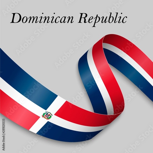 Waving ribbon or banner with flag