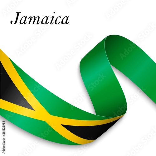 Waving ribbon or banner with flag