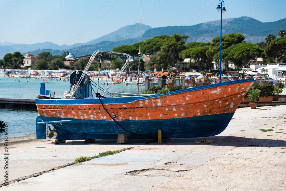 Boats in the port of Mondello Sicily