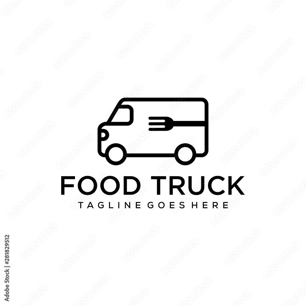 Illustration abstract Food delivery with truck transportation logo design