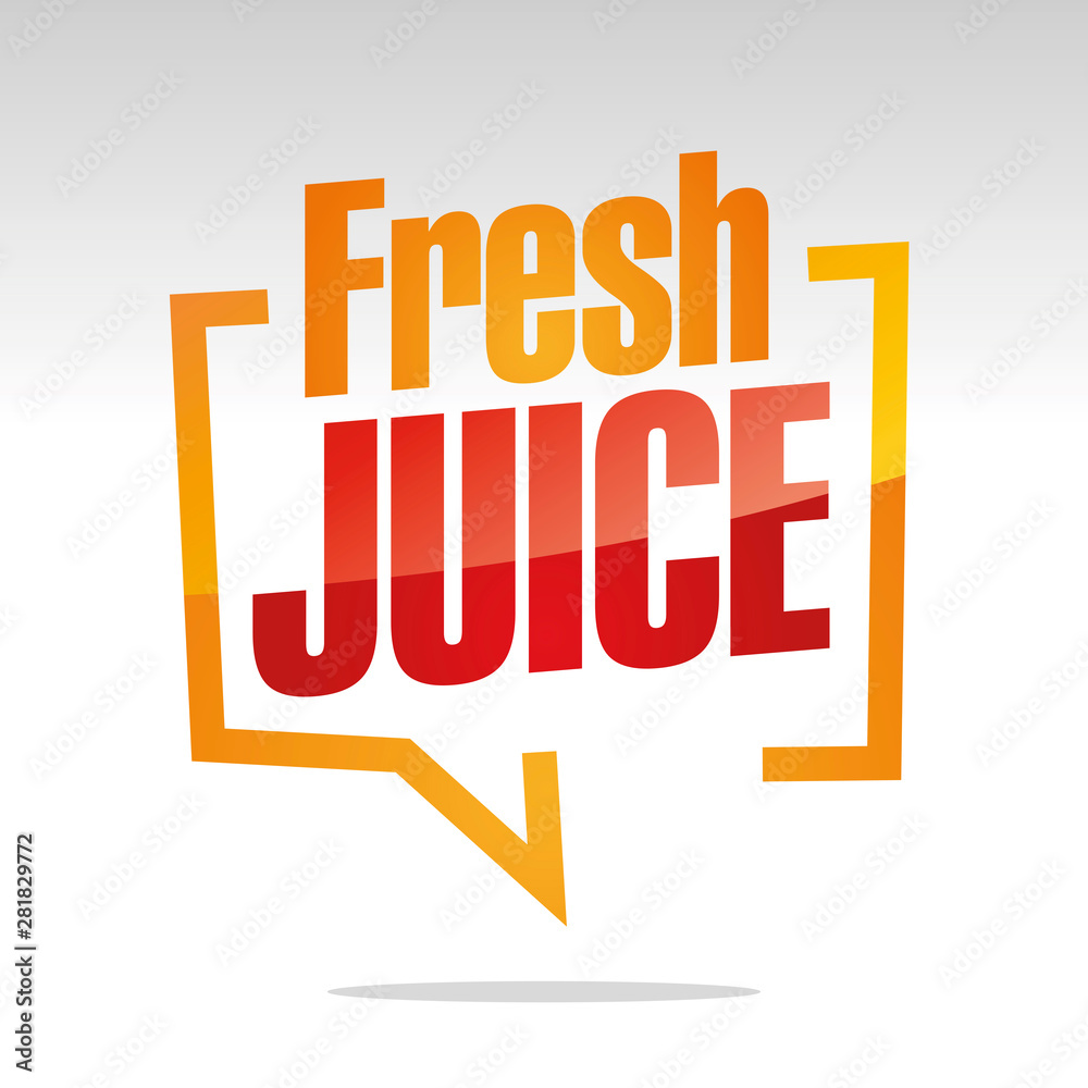 Fresh Juice in brackets speech red orange white isolated sticker icon
