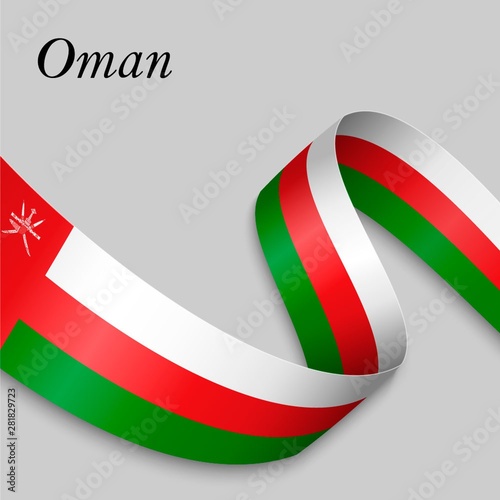 Waving ribbon or banner with flag