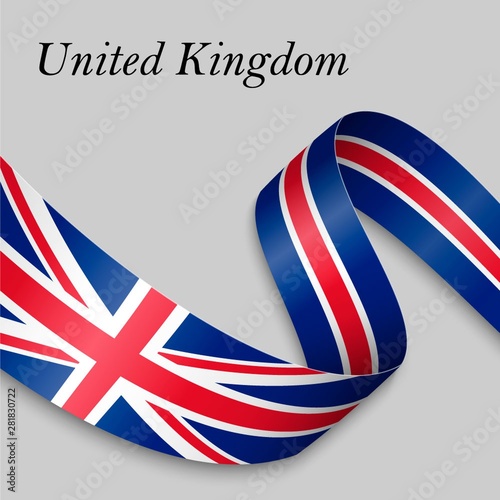 Waving ribbon or banner with flag